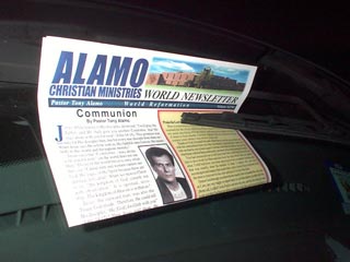 All of the prohibited solicitors who come to our door are selling their church, and most of the car spam comes from them, too.